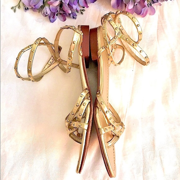 🌻Colin Stuart Gold Leather Gladiator Sandal (7)🌻 - Picture 6 of 9